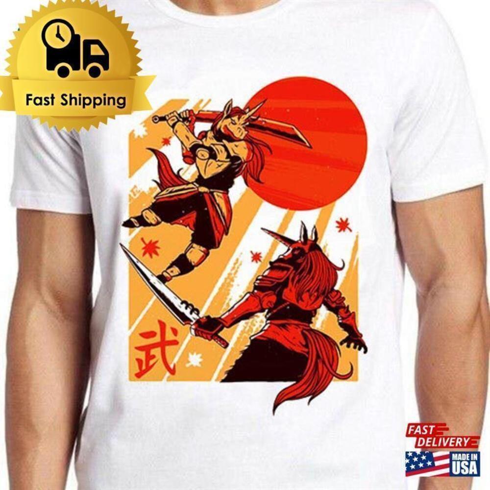 Samurai Unicorn Ninja Warrior Meme Gamer Japanese Art Graphic T-Shirt